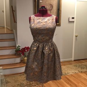 Grey and gold Cynthia Rowley party dress